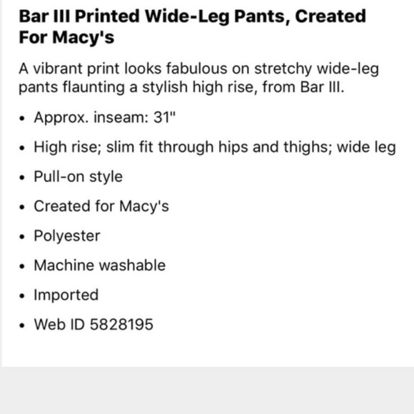 NWT BAR III White Floral Printed Wide Leg Pants - Picture 3 of 5